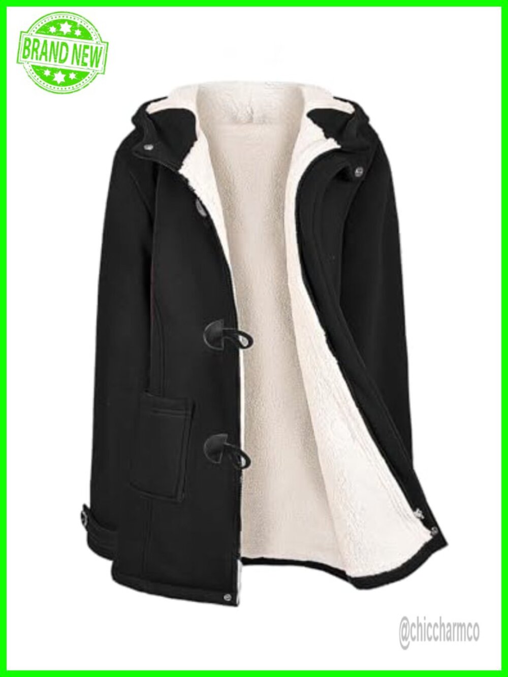 Womens Fleece Lined Sherpa Winter Coat Warm Zip Up Hooded Jacket